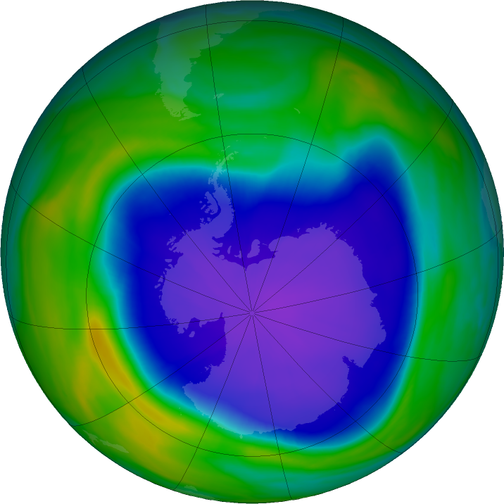 Antarctic ozone map for 29 September 2022